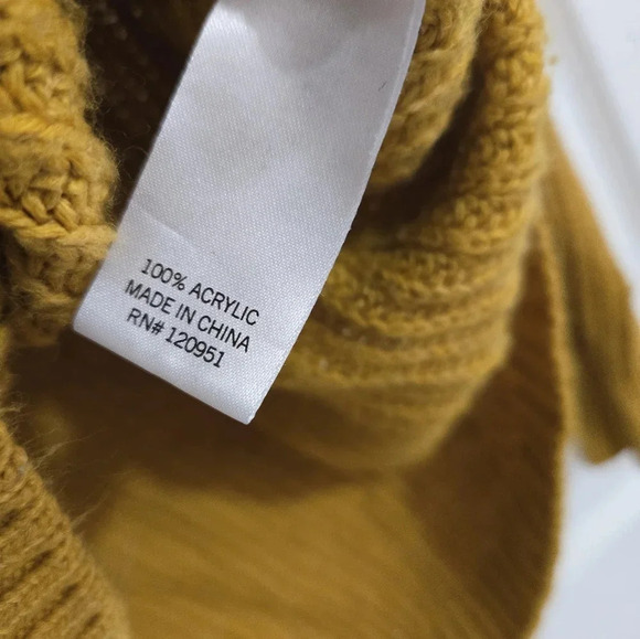 SO Knitted Sweater Dark Yellow Size Medium Boho Fall Winter Warm - Picture 7 of 10